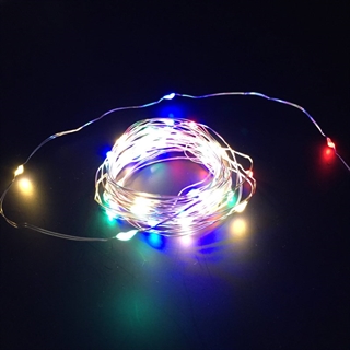 LED kobber lyskæde med multifarvet lys - 5 m 50 lys